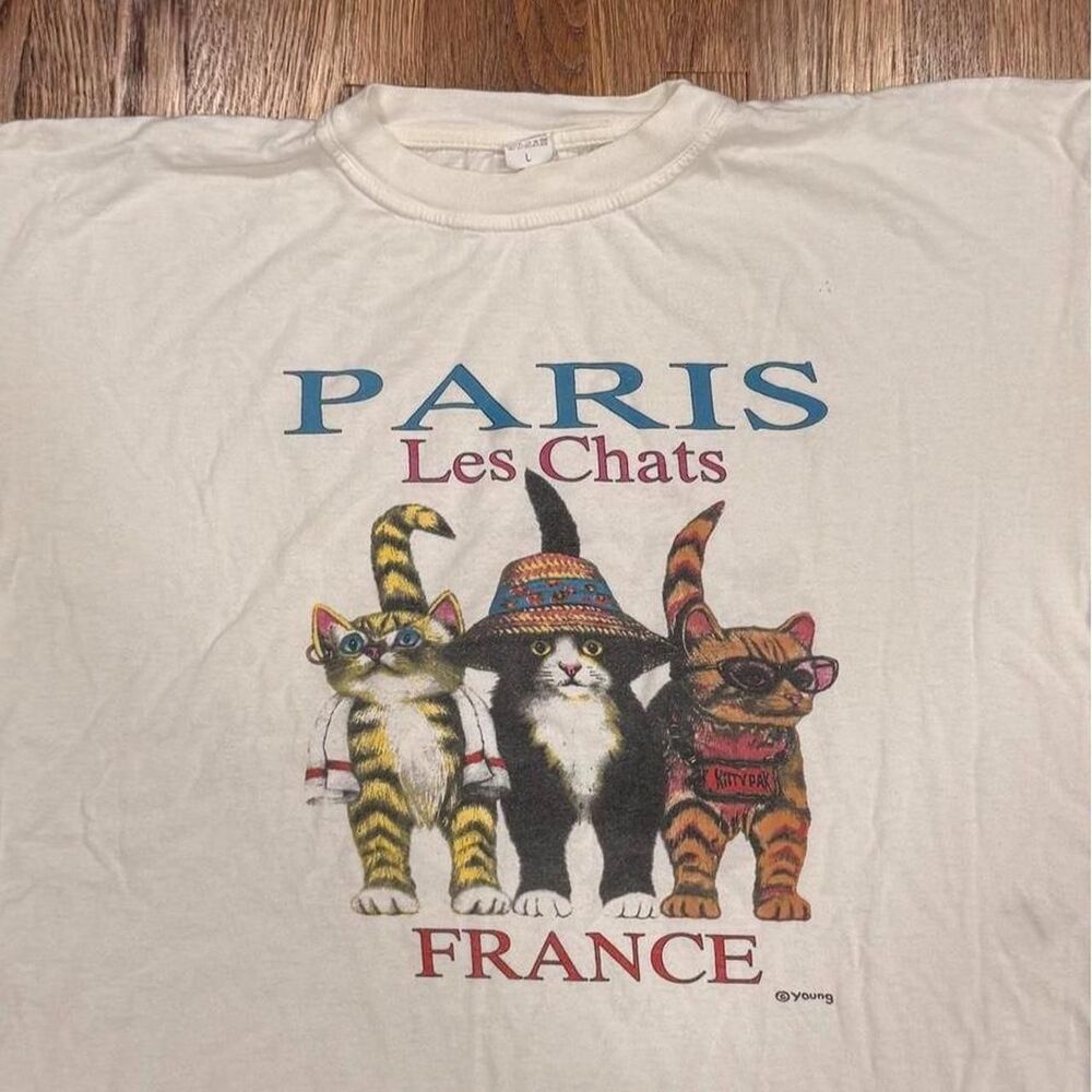 90s Paris Les Chats Cats T-shirt Size Large